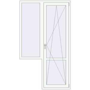 Купити Балконні двері 1250x2170 мм REHAU Euro 60 Білий (RAL 9016) з двох сторін