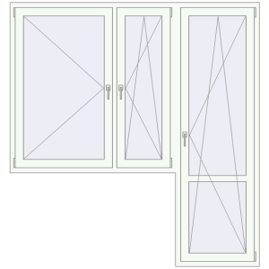 Металопластикові балконні двері 2050x2170 мм з вікном ліворуч (комплектація: Преміум). Вид зсередини Купити Балконні двері 2050x2170 мм REHAU Euro 70