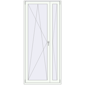 Металопластикові балконні двері 1005x2250 мм Двостулкові з фрамугою (комплектація: Базова). Вид зсередини Купити Балконні двері 1005x2250 мм REHAU Euro 60 Білий (RAL 9016) з двох сторін