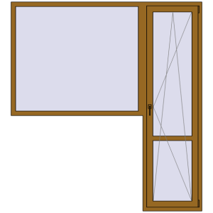 Купити Балконні двері 2100x2300 мм REHAU Euro 60 LIGHT_OAK з двох сторін