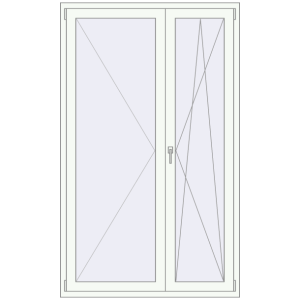 Купити Балконні двері 1280x2100 мм REHAU Euro 70 Білий (RAL 9016) з двох сторін