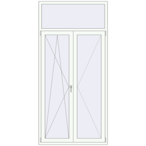 Металопластикові балконні двері 1200x2500 мм Двостулкові з фрамугою (комплектація: За замовчуванням). Вид зсередини Купити Балконні двері 1200x2500 мм REHAU Euro 60 Білий (RAL 9016) з двох сторін