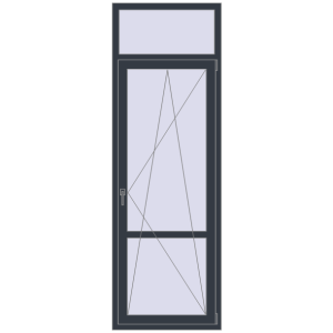 Металопластикові балконні двері 800x2400 мм Одностулкові з фрамугою та імпостом (комплектація: Оптимальна). Вид зсередини Купити Балконні двері 800x2400 мм REHAU SYNEGO MD ANTHRACITE_GREY_STRUKTURAL з двох сторін