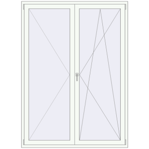 Металопластикові балконні двері 1560x2200 мм Двостулкові (комплектація: Оптимальна). Вид зсередини Купити Балконні двері 1560x2200 мм REHAU Euro 60