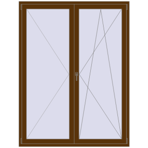 Купити Балконні двері 1600x2100 мм REHAU Euro 60 WALNUT з двох сторін