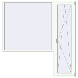 Металопластикові балконні двері 2000x2100 мм з вікном ліворуч (комплектація: Преміум). Вид зсередини Купити Балконні двері 2000x2100 мм REHAU Euro 70