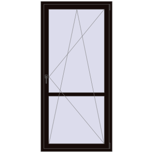 Металопластикові балконні двері 1000x2100 мм Одинарні з імпостом (комплектація: Преміум). Вид зсередини Купити Балконні двері 1000x2100 мм REHAU Euro 70