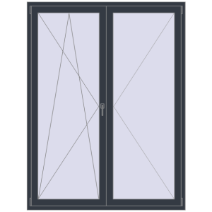 Купити Балконні двері 1600x2100 мм REHAU Euro 70 ANTHRACITE_GREY_STRUKTURAL з двох сторін