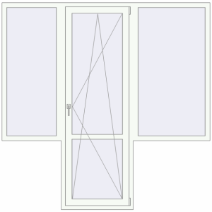 Купити Балконні двері 2140x2130 мм REHAU Euro 70 Білий (RAL 9016) з двох сторін