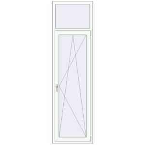 Металопластикові балконні двері 690x2430 мм Одностулкові з фрамугою (комплектація: За замовчуванням). Вид зсередини Купити Балконні двері 690x2430 мм REHAU Euro 70 Білий (RAL 9016) з двох сторін