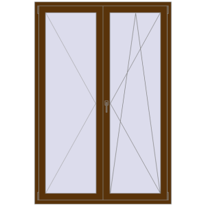 Купити Балконні двері 1400x2070 мм REHAU Euro 70 WALNUT з двох сторін