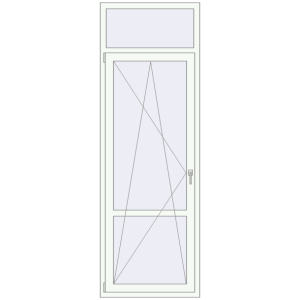 Металопластикові балконні двері 830x2450 мм Одностулкові з фрамугою та імпостом (комплектація: Преміум). Вид зсередини Купити Балконні двері 830x2450 мм REHAU Euro 60 Білий (RAL 9016) з двох сторін