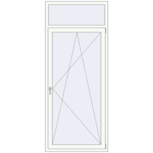 Металопластикові балконні двері 990x2370 мм Одностулкові з фрамугою (комплектація: За замовчуванням). Вид зсередини Купити Балконні двері 990x2370 мм REHAU SYNEGO MD Білий (RAL 9016) з двох сторін