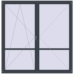 Купити Балконні двері 2250x2300 мм REHAU Euro 60 ANTHRACITE_GREY_STRUKTURAL з двох сторін