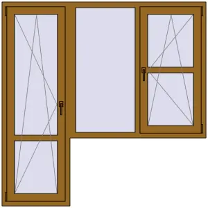 Купити Балконні двері 1800x1800 мм REHAU SYNEGO MD LIGHT_OAK з двох сторін