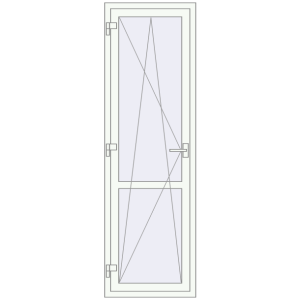 Металопластикові балконні двері 650x2100 мм Одинарні з імпостом (комплектація: За замовчуванням). Вид зсередини Купити Балконні двері 650x2100 мм REHAU Euro 60 Білий (RAL 9016) з двох сторін