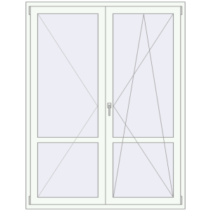 Металопластикові балконні двері 1500x1950 мм Двостулкові з імпостом (комплектація: Преміум). Вид зсередини Купити Балконні двері 1500x1950 мм REHAU Euro 70