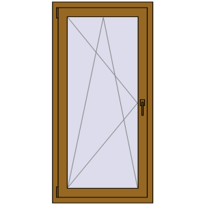 Металопластикові балконні двері 750x1500 мм Одностулкові (комплектація: Базова). Вид зсередини Купити Балконні двері 750x1500 мм REHAU Euro 60 LIGHT_OAK з двох сторін