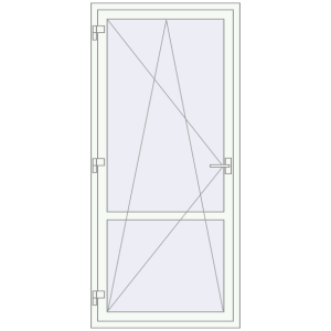 Металопластикові балконні двері 930x2030 мм Одинарні з імпостом (комплектація: За замовчуванням). Вид зсередини Купити Балконні двері 930x2030 мм REHAU Euro 60 Білий (RAL 9016) з двох сторін