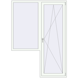 Купити Балконні двері 1550x2150 мм REHAU Euro 70 Білий (RAL 9016) з двох сторін