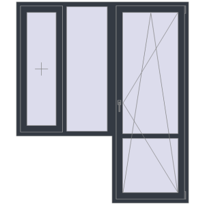 Купити Балконні двері 1800x2100 мм REHAU SYNEGO MD ANTHRACITE_GREY_STRUKTURAL з двох сторін