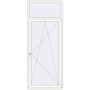 Металопластикові балконні двері 1000x2500 мм Одностулкові з фрамугою (комплектація: За замовчуванням). Вид зсередини Купити Балконні двері 1000x2500 мм REHAU Euro 70 Білий (RAL 9016) з двох сторін