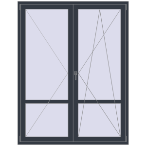 Купити Балконні двері 1550x2000 мм REHAU Euro 60 ANTHRACITE_GREY_STRUKTURAL з двох сторін