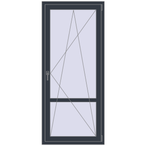 Металопластикові балконні двері 830x1900 мм Одинарні з імпостом (комплектація: Базова). Вид зсередини Купити Балконні двері 830x1900 мм REHAU Euro 60