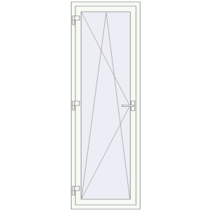 Металопластикові балконні двері 700x2100 мм Одностулкові (комплектація: За замовчуванням). Вид зсередини Купити Балконні двері 700x2100 мм REHAU Euro 70 Білий (RAL 9016) з двох сторін