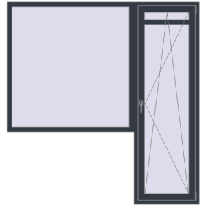 Купити Балконні двері 2000x2100 мм REHAU Euro 70 ANTHRACITE_GREY_STRUKTURAL з двох сторін