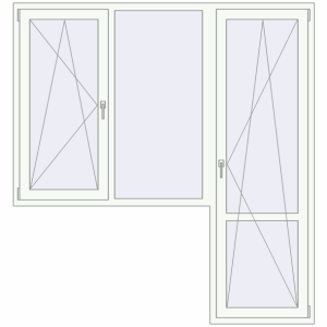 Купити Балконні двері 2020x2150 мм REHAU Euro 60 Білий (RAL 9016) з двох сторін