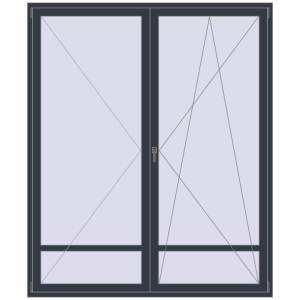 Купити Балконні двері 2000x2400 мм REHAU SYNEGO MD ANTHRACITE_GREY_STRUKTURAL з двох сторін