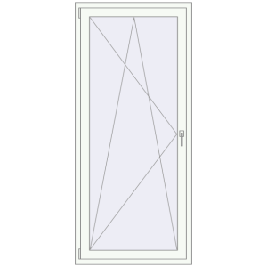 Металопластикові балконні двері 900x2000 мм Одностулкові (комплектація: Базова). Вид зсередини Купити Балконні двері 900x2000 мм REHAU Euro 60