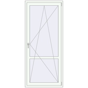 Металопластикові балконні двері 900x2050 мм Одинарні з імпостом (комплектація: Базова). Вид зсередини Купити Балконні двері 900x2050 мм REHAU Euro 70 ANTHRACITE_GREY_STRUKTURAL ззовні