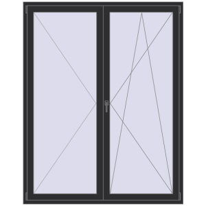 Купити Балконні двері 1700x2150 мм REHAU SYNEGO MD ANTHRACITE_GREY_GLATT з двох сторін