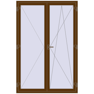 Купити Балконні двері 1400x2100 мм REHAU Euro 60 WALNUT з двох сторін