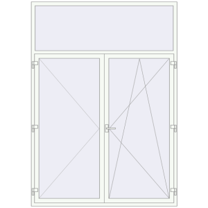Металопластикові балконні двері 1900x2660 мм Двостулкові з фрамугою (комплектація: За замовчуванням). Вид зсередини Купити Балконні двері 1900x2660 мм REHAU Euro 70 Білий (RAL 9016) з двох сторін