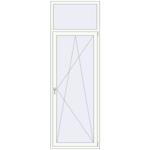 Металопластикові балконні двері 900x2700 мм Одностулкові з фрамугою (комплектація: За замовчуванням). Вид зсередини Купити Балконні двері 900x2700 мм REHAU SYNEGO MD Білий (RAL 9016) з двох сторін