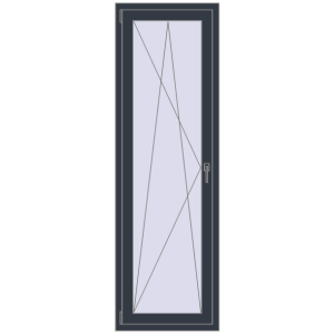 Металопластикові балконні двері 650x2050 мм Одностулкові (комплектація: Базова). Вид зсередини Купити Балконні двері 650x2050 мм REHAU Euro 60