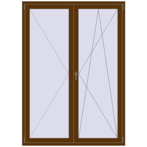 Купити Балконні двері 1500x2100 мм REHAU Euro 70 WALNUT з двох сторін