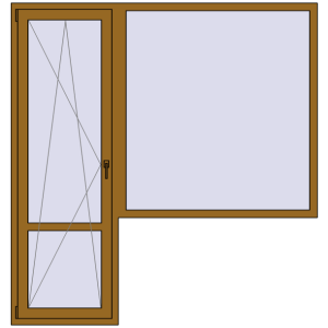 Купити Балконні двері 2000x2100 мм REHAU SYNEGO MD LIGHT_OAK з двох сторін