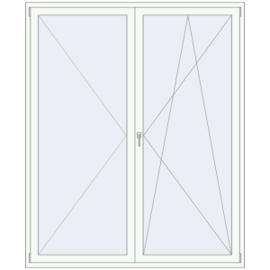 Металопластикові балконні двері 1900x2300 мм Двостулкові (комплектація: Базова). Вид зсередини Купити Балконні двері 1900x2300 мм REHAU SYNEGO MD Білий (RAL 9016) з двох сторін