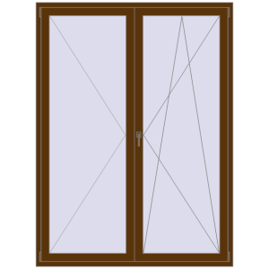 Купити Балконні двері 1600x2200 мм REHAU Euro 70 WALNUT з двох сторін