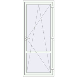 Металопластикові балконні двері 860x2080 мм Одинарні з імпостом (комплектація: За замовчуванням). Вид зсередини Купити Балконні двері 860x2080 мм REHAU Euro 60 Білий (RAL 9016) з двох сторін
