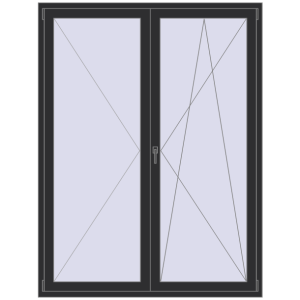 Купити Балконні двері 1600x2100 мм REHAU Euro 70 ANTHRACITE_GREY_GLATT з двох сторін