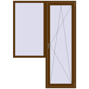 Купити Балконні двері 1550x2150 мм REHAU Euro 70 WALNUT з двох сторін