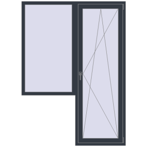 Купити Балконні двері 1550x2150 мм REHAU Euro 70 ANTHRACITE_GREY_STRUKTURAL з двох сторін
