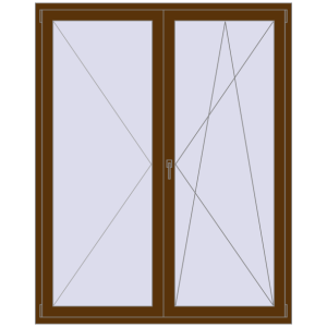 Купити Балконні двері 1600x2000 мм REHAU Euro 70 WALNUT з двох сторін