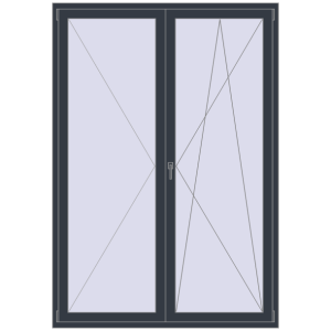 Купити Балконні двері 1600x2300 мм REHAU SYNEGO MD ANTHRACITE_GREY_STRUKTURAL з двох сторін