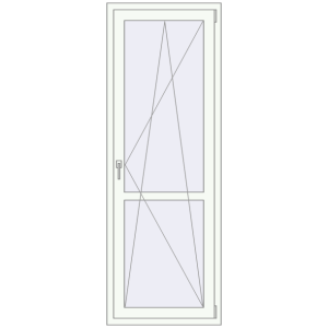 Металопластикові балконні двері 700x2000 мм Одинарні з імпостом (комплектація: Преміум). Вид зсередини Купити Балконні двері 700x2000 мм REHAU Euro 60 Білий (RAL 9016) з двох сторін